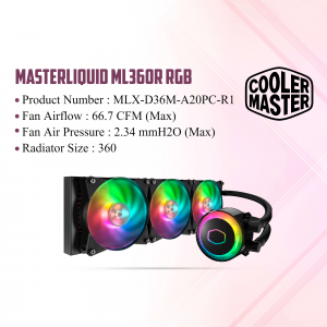 Cooler Master MasterLiquid ML360R RGB Liquid CPU Cooler with RGB Fans