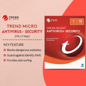 Trend Micro Antivirus software box for 1 PC, 1 year subscription