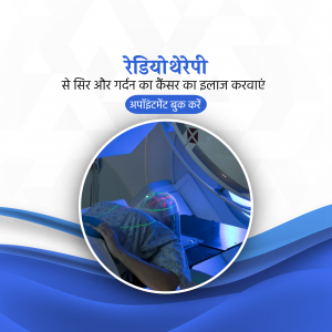 Radiotherapy machine treating a patient's head and neck cancer