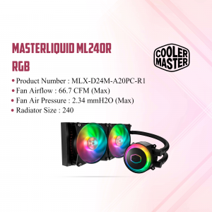 Cooler Master MasterLiquid ML240R RGB Liquid CPU Cooler with RGB Fans