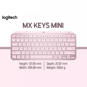 Logitech MX Keys Mini wireless keyboard in pale pink color