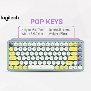 Logitech POP Keys wireless keyboard in lavender and mint color scheme