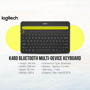 Logitech K480 Bluetooth Keyboard with yellow accent