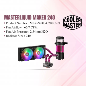 Cooler Master MasterLiquid Maker 240 Liquid CPU Cooler with RGB Fans