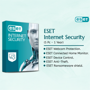 ESET Internet Security software package for 5 PCs, 1 year subscription
