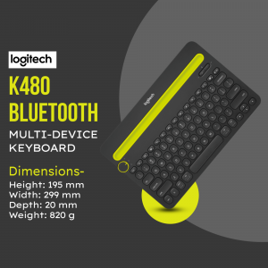 Logitech K480 Bluetooth Multi-Device Keyboard - Black and Yellow
