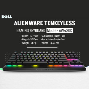 Dell Alienware AW420K Tenkeyless Gaming Keyboard with RGB lighting