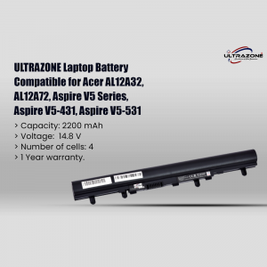 Ul trazone Laptop Battery Compatible with Acer AL12A32, AL12A72, Aspire V5 Series