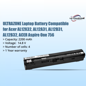 Ultrazone Laptop Battery Compatible with Acer AL12X32, AL12A31, AL12B31, AL12B32, ACER Aspire One 756