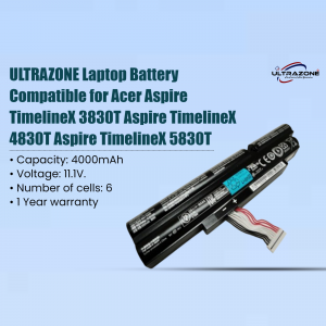 Ultrazone Laptop Battery Compatible with Acer Aspire TimelineX 3830T, 4830T, and 5830T