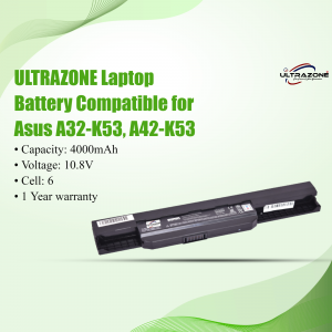 Ultrazone Laptop Battery Compatible with Asus A32-K53, A42-K53 - 4000mAh, 10.8V