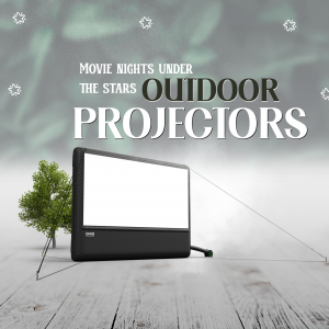 Outdoor projector setup for movie night under the stars