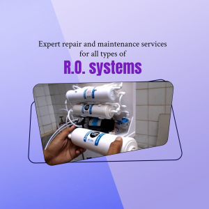 A technician repairing a Reverse Osmosis (RO) water purification system.