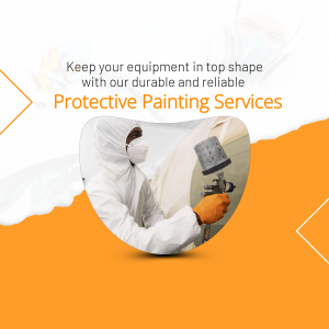 Worker in protective gear painting equipment