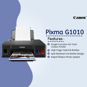 Canon Pixma G1010 color printer with ink bottles