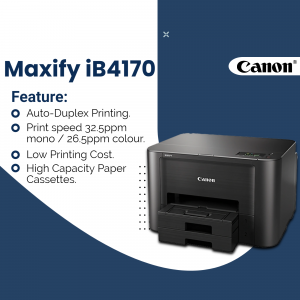 Canon Maxify iB4170 printer with features listed