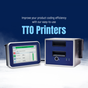 Image of TTO printers with a control panel display and a printer unit.