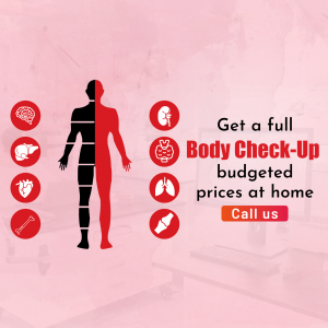 Illustration of a human body with highlighted organs promoting a full body check-up.