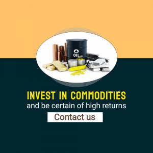 Image depicting gold, oil, and commodities with text promoting investment.