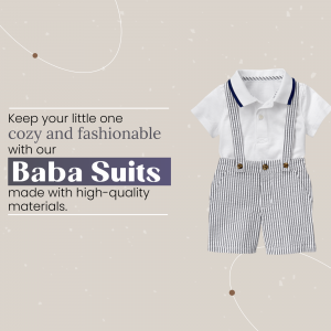 Baby boy wearing a striped Baba Suit with suspenders