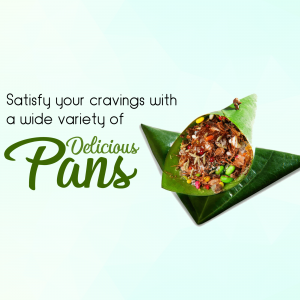 A promotional image of Pans, a traditional snack wrapped in a green leaf.