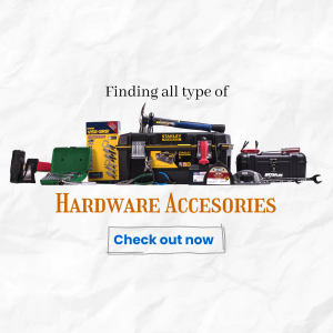 Assortment of hardware tools and accessories with a 'Check out now' button.