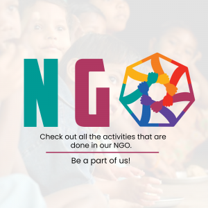 Logo of an NGO with diverse hands forming a circle, promoting community involvement.