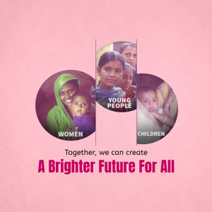 Collage of women and children with text promoting a brighter future