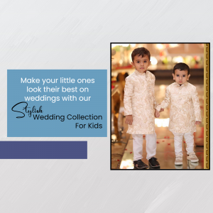 Two young boys dressed in traditional wedding attire.