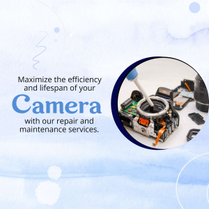 Close-up of a camera being repaired with tools, promoting repair services.