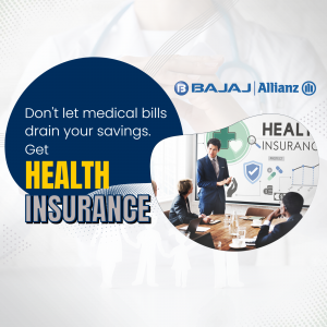 Image promoting Bajaj Allianz Health Insurance to protect savings from medical bills.