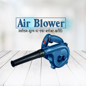 Blue Air Blower on a wooden surface