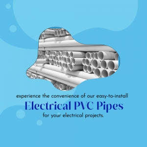 Stack of white PVC pipes for electrical conduit with text promoting ease of installation.