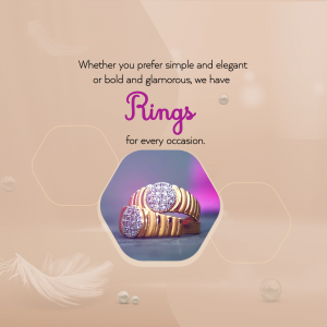 Gold rings with diamonds on a beige background