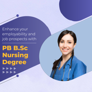 Woman in scrubs with stethoscope promoting a Nursing Degree