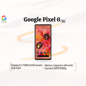 Google Pixel 6 5G smartphone with a vibrant display and sleek design.