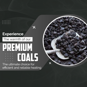 Image of premium black coals with a shovel, promoting efficient and reliable heating.