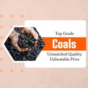 Image of hands holding coals with text promoting top grade coals and unbeatable prices.