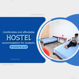 Image of a hostel room with a student reading