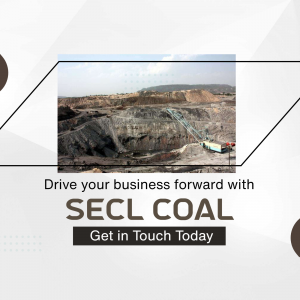 Aerial view of a coal mine with SECL Coal branding