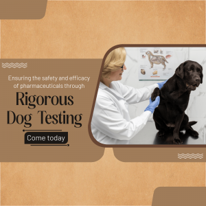 Veterinarian examining a dog during pharmaceutical testing.