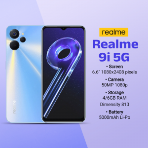Realme 9i 5G smartphone with a vibrant display and sleek design