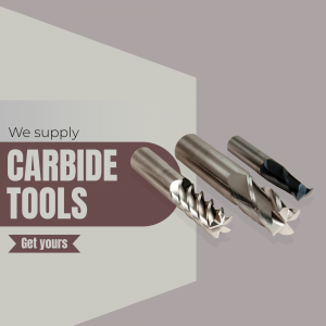 Image of carbide tools with text 'We supply CARBIDE TOOLS'