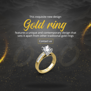 Close-up of a gold ring with a diamond, showcasing a unique design.