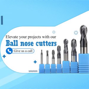 Assortment of ball nose cutters with a call to action