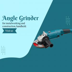 Blue angle grinder tool for metalworking and construction