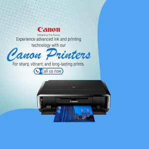 Canon printer with a sample print showcasing vibrant colors and detail.