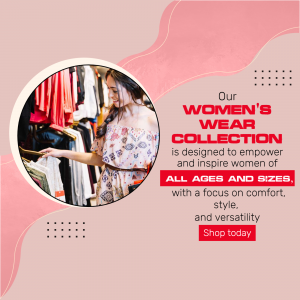 A woman browsing a clothing rack in a boutique, promoting a women's wear collection.