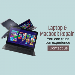 Image of laptops with text advertising repair services