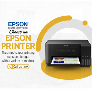 Epson printer with text promoting choosing an Epson printer